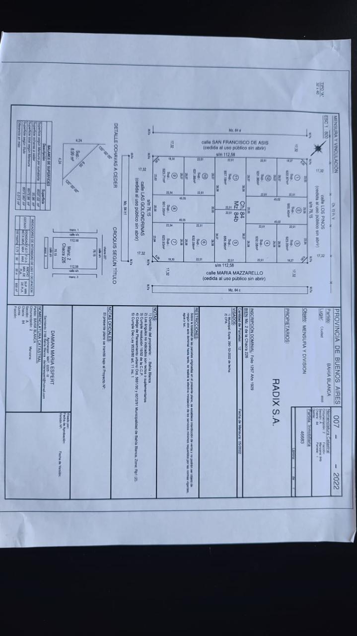 Mazzarello, Bahía Blanca, Buenos Aires, 8000, ,Terreno,Venta,Mazzarello ,1632