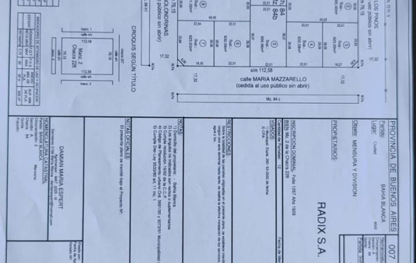 Mazzarello, Bahía Blanca, Buenos Aires, 8000, ,Terreno,Venta,Mazzarello ,1632